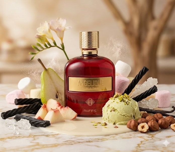 Luksusowy flakon Riiffs Angelique Extrait de Plum 100ml – zapach lodów i wanilii.